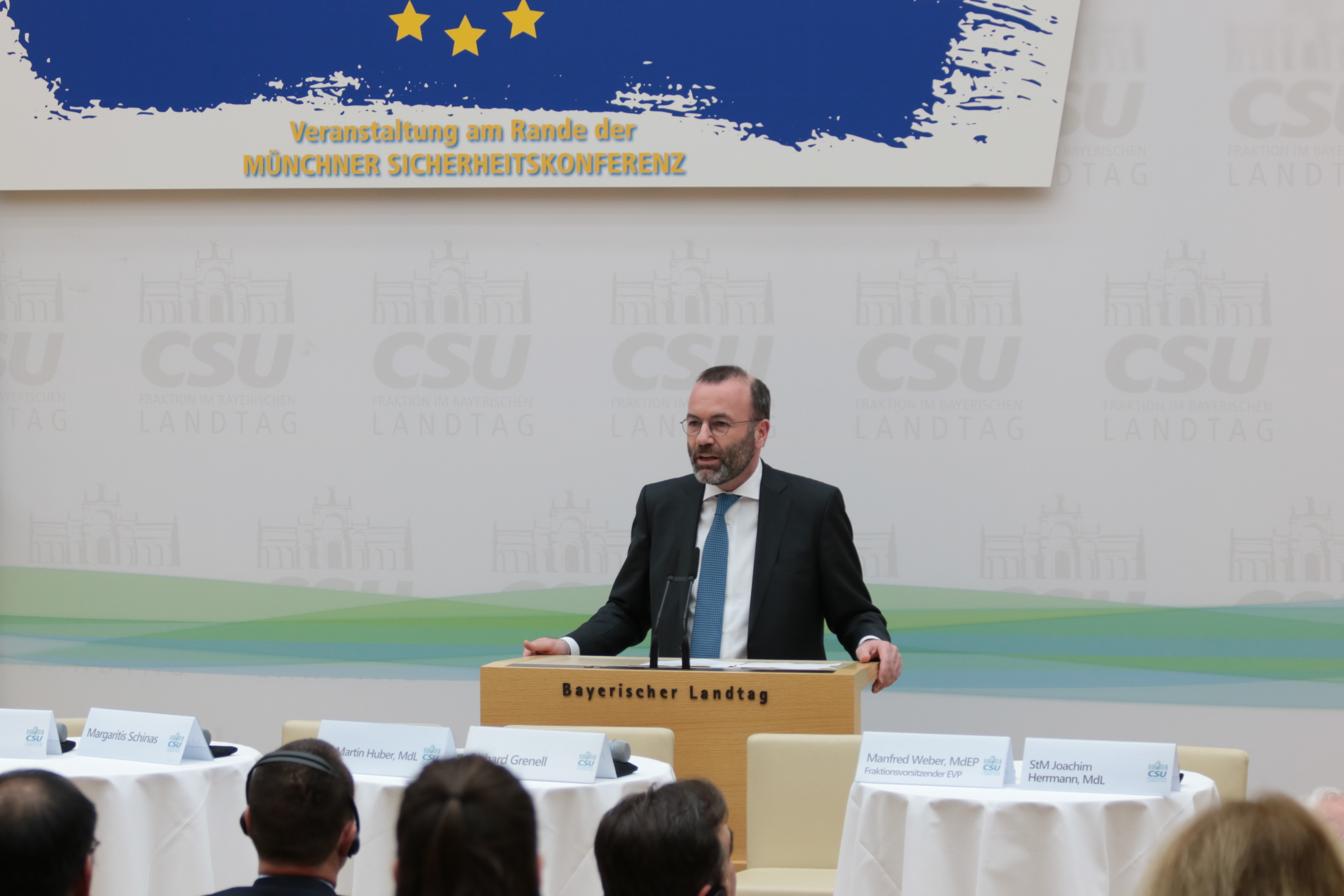 15.22.2024 - Wie viel Sicherheit braucht Europa? Veranstaltung am Rande der Münchner Sicherheitskonferenz 2020 - Manfred Weber, Vorsitzender der EVP-Frakion im Europäischen Parlament. (Foto: CSU-Fraktion) 